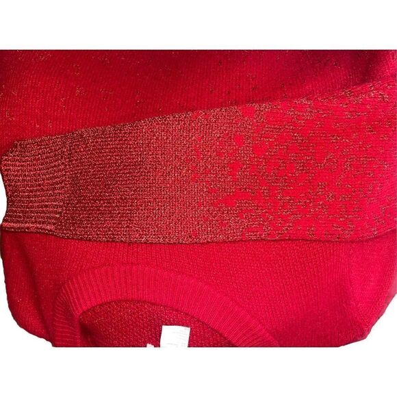 H&M Red Crewneck Holiday Sparkle Sweater L-EUC - Picture 3 of 11